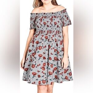 NWT City Chic Off-Shoulder Floral Midi Dress in Sz 18W